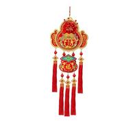 Oshhni Pendentif suspendu pour la Fête du Printemps chinois, décoration traditionnelle pour fenêtre ou chambre, caractères Fu, 100 x 33 cm