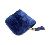 Oshhni Petit Coffret à Bijoux de, Organisateur élégant pour Colliers et Bracelets, Pochette à Fermeture éclair avec Pompons, pour Femmes, Sapphire Bleu