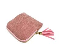 Oshhni Petit Coffret à Bijoux de, Organisateur élégant pour Colliers et Bracelets, Pochette à Fermeture éclair avec Pompons, pour Femmes, Rose Clair