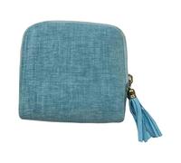 Oshhni Petit Coffret à Bijoux de, Organisateur élégant pour Colliers et Bracelets, Pochette à Fermeture éclair avec Pompons, pour Femmes, Bleu Ciel