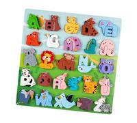 Oshhni Puzzles en bois Alphabet Puzzles thème animal interactif mignon jouet sensoriel Alphabet jeu de correspondance pour cadeau préscolaire