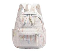 Oshhni Sac à Dos pour Enfants, Sac d'école à Fermeture éclair en Tissage Chic pour garçons, Filles et Adolescents, Concert, Blanc