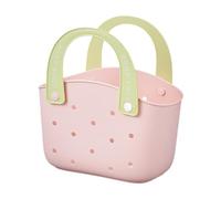Oshhni Sac fourre-Tout de Plage Ouvert, Panier de Bain Portable, Sac à Main Facile à Nettoyer, Organisateur de Bain Polyvalent, de Plage à Trou pour Les, Rose