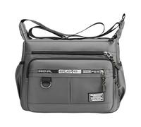 Oshhni Sac Messager pour Homme, Sac à bandoulière Tendance avec Fermeture éclair, Plusieurs Poches, imperméable, pour Les Loisirs, Les et Les, Gris
