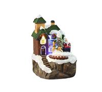 Oshhni Statue de boîte à musique de Noël jouant 8 chansons, décoration de Noël illuminée, modèle de maison de neige pour chambre à coucher, maison, Toiture Verte