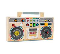 Oshhni Tableau d'activités pour enfants, jouet sensoriel en bois avec radio, lumière LED et musique, idéal pour développer la motricité fine des enfants