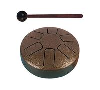Oshhni Tambour de langue en acier Mini tambour à main jouets éducatifs faits à la main 3,8 pouces avec baguettes tambour à main pour concert éducation, bronze