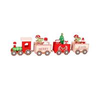 Oshhni Train en Bois, décoration de Bureau, Statue à Quatre Sections, Mini Train, décoration pour Joyeux Noël, Cadeaux de Noël, fête, Rouge
