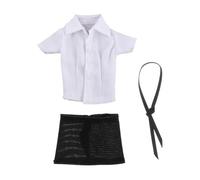 Oshhni Vêtements pour figurines féminines 1/12, jupe courte miniature avec cravate, fait main, tenue complète pour figurines féminines de 6 pouces, Chemise Blanche
