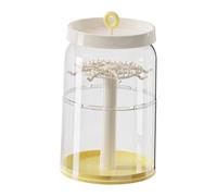 Oshhni Vitrine transparente rotative à 360°, protection anti-poussière, rangement pour porte-clés, maison, chambre à coucher, table, Jaune Crémeux