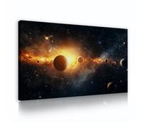 OSHIONARTE Art mural encadré du système solaire Thème de l’univers Planètes Décoration murale Surface Galaxie Tires sur toile pour salon 59x100cm Cadre intérieur