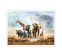 OSHIONARTE Décorations murales d’animaux africains Éléphant girafe Migration du tigre Gravures de peinture Paysages nature Affiches et gravures pour le bureau 35x45cm Sans cadre