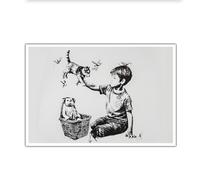 OSHIONARTE Graffiti Décor Mural Garçon et un chiot Affiche à motifs Affiche Toile Décoration de salle pour salon Peinture de chiots mignons Affiche décoration intérieure 40x60cm Sans cadre