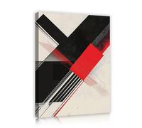 OSHIONARTE Grande illustration murale abstraite neutre encadrée pour salon Œuvres minimalistes modernes sur toile pour murs Impression géométrique pour chambre 45x60cm Cadre intérieur