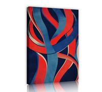 OSHIONARTE Grande toile murale pour salon chambre bureau à domicile image tourbillonnante rouge et bleue tirages modernes sur toile décoration murale encadrée 40x60cm Cadre intérieur