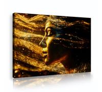 OSHIONARTE Portrait d’art mural du pharaon de l’Égypte ancienne Égypte ancienne la figure sur toile pour salon prête à être accrochée 60x90cm cadre intérieur