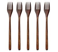 OSHLANT Lot de 5 fourchettes en bois, respectueuses de l'environnement, à salade japonaise, pour enfants et adultes, (5 fourchettes en bois sans fil)