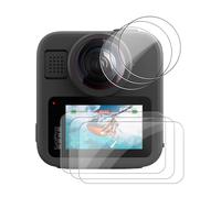 Oshmirian Lot de 3 films de protection d'écran en verre trempé pour GoPro MAX 2 et 3 protecteurs d'objectif en TPU, dureté 9H, anti-rayures, clarté HD, sans bulles, résistant aux traces de doigts