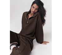 OSIA OSIA Brown 1/4 Zip Modal Sweat Top