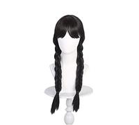 OSIAS Perruque de cosplay noire avec deux longues tresses et une frange