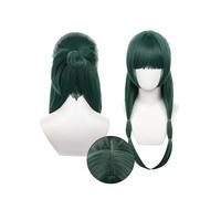 OSIAS Perruque Maomao Vert Foncé avec deux couettes, cheveux synthétiques longs et résistants à la chaleur