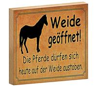 Osier ouvert | Plaque en bois | Chevaux | Étable | 18 cm x 12 cm