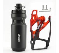 OSIGEI Lot de porte-bidons de vélo avec gourde de 610 ml - Ultra légère - Aspect carbone - Convient pour VTT et vélo de route - Avec 2 vis de montage et llen (noir, rouge + noir)