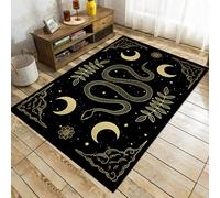 Osimiccp Tapis serpent pour salon, tapis gothique antidérapant pour chambre à coucher, tapis imprimé lune noir, 1,5 x 2,1 m, décoration d'intérieur