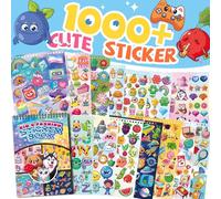 OSIMIG 1000+ Autocollants pour Enfants, 15 Temi Kids Stickers Comprenant des Animaux, plantes, cactus, plantes, légumes, fruits, nourriture, espace, flamants roses d'été, licornes, lettres