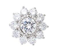osiuujkw Broche charmante en forme de fleur de cristal, robuste et élégante, en cuivre, idéale pour les femmes et les jeunes filles lors des fêtes. Ornée d'un cristal clair et d'une pierre zircone