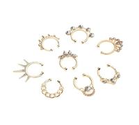osiuujkw Cerceau de nez chic sans perçage accompagné d'un anneau de nez septum élégant ensemble bijoux corps en faux strass pour ceux qui veulent être plus attrayants. Taille entière env. 15x13mm