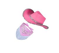 osiuujkw Chapeau de cowgirl - Accessoires de déguisement - Chapeau cowboy décontracté avec franges et sequins - Idéal pour les occasions spéciales - Large bord -