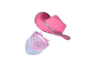 osiuujkw Chapeau de cowgirl - Accessoires de déguisement - Chapeau cowboy décontracté avec franges et sequins - Idéal pour les occasions spéciales - Large bord -