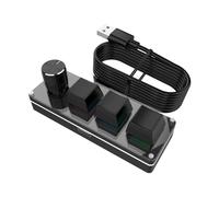 osiuujkw Clavier mécanique RGB Filaire USB : contrôle simplifié pour Les Jeux, Le Bureau et Les médias. Interface USB-C. Clavier mécanique 3 Touches avec molette, Noir, Longueur du câble : 1 m