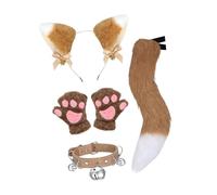 osiuujkw Ensemble de déguisement Cosplay Comprenant Oreilles, Queue et Gants pour des fêtes d'halloween Plus spéciales. Cet Ensemble de Queue Cosplay est principalement composé Peluche Douce.