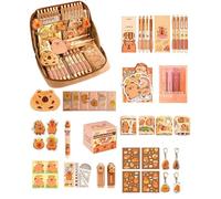 osiuujkw Ensemble de Papeterie Kawaii Capybara, Jolie Trousse à avec stylos et règles, Papeterie Trousse à esthétique avec Pinces