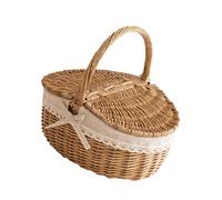 osiuujkw Panier de Pique-Nique élégant en Osier, Vide, avec poignée et Couvercle. Idéal comme Cadeau pour Un Anniversaire, Un Mariage, Noël la Saint-Valentin.