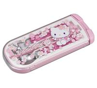 OSK Pic-Nic CT-20 Ensemble de couverts pour boîte à déjeuner, fourchette, cuillère, baguettes dans boîte de transport coulissante, fabriqué au Japon, Hello Kitty, fleurs de cerisier roses