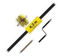 Oskar Kit de Ramonage Cheminée Ø 150 mm, 4,2 m, pour Conduit Inox | Hérisson de Ramonage Nylon avec Embout Flexible, 3 Cannes et Manivelle, Kit Complet pour Conduit de Fumée Inox Ø 150 mm