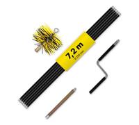 Oskar Kit de Ramonage Cheminée Ø 150 mm, 7,2 m, pour Conduit Inox | Hérisson de Ramonage Nylon avec Embout Flexible, 6 Cannes et Manivelle, Kit Complet pour Conduit de Fumée Inox Ø 150 mm