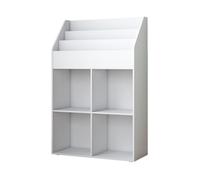 Oskar Store bibliothèque enfant Conny, Blanc, 72 x 111 cm avec 4 étagères pour les boîtes pliantes