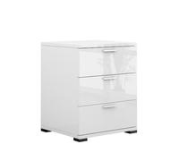 Oskar-Store Vicco Table de Chevet Marseille, Blanc Haute Brillance, 46.2x60cm, adapté au Rangement d’Objets du Quotidien et de Lampes