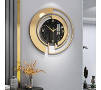 OSKOE Horloge Murale Design Moderne, 45cm Grande Horloge Murale Ronde, Horloge Decoration Murale, Pendules Murales à Quartz Silencieuse pour Salon Chambre Bureau Cuisine Maison Déco,Noir