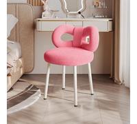 OSKOPWRC Chaise de coiffeuse moderne pour fille avec dossier en nœud mignon, rembourrage confortable en fausse laine, chaise de maquillage, pour chambre à coucher, salon, bureau, mariage - Rose