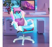OSKOPWRC Chaise de Jeu pour Adulte, Chaise Informatique avec Support Lombaire, Bureau Repose-Pied rétractable, réglable en Hauteur siège pivotant à 360 ° et Appui-tête, Les Pourpre