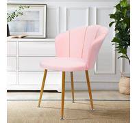 OSKOPWRC Chaise de vanité avec Dos, Chaise en Velours rembourré Jambes dorées, d'accent Moderne du Milieu siècle, à Manger Preppy, Maquillage Confortable pour Chambre, étude, Salle Rose
