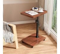 OSKOPWRC Table d'appoint en forme de C, table d'appoint réglable en hauteur avec bureau rotatif, table de nuit avec étagère de rangement, table d'ordinateur portable à roulettes pour canapé, salon,