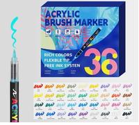 Oskuglin 36 Couleurs Marqueurs Acryliques Pointe Pinceau Marqueurs à dessin Imperméable Pour Coloriage Adulte, Calligraphie, Décor sur Bois, Toile, Verre, Céramique - Idée Cadeau Créatif
