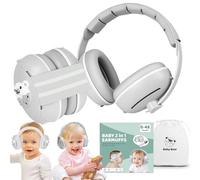 Oskuglin Casque Anti Bruit Bébé 2 en 1, Protection Auditive Réglable 0-48 Mois pour Nouveau-Nés et Tout-Petits, pour Avion, Fêtes, Sommeil Confort Ultra-Doux pour Sommeil Paisible en Avion (Gris)