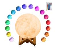Oskuglin Kit de Peinture Veilleuse Lune LED 3D - Lampe de Nuit Enfant 16 Couleurs avec Télécommande & USB Rechargeable - Lampe de Chevet Tactile RGB - Décoration Chambre Enfant - Cadeau Original